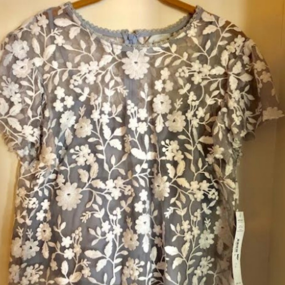 Aqua Lace Blouse with built in camisole - Picture 3 of 9